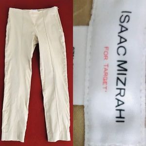 Isaac Mizrahi Beige Straight-Leg Pants